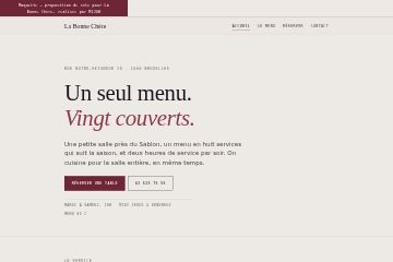 Page d'accueil : « Un seul menu, vingt couverts »