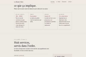 La carte, huit services servis dans l'ordre